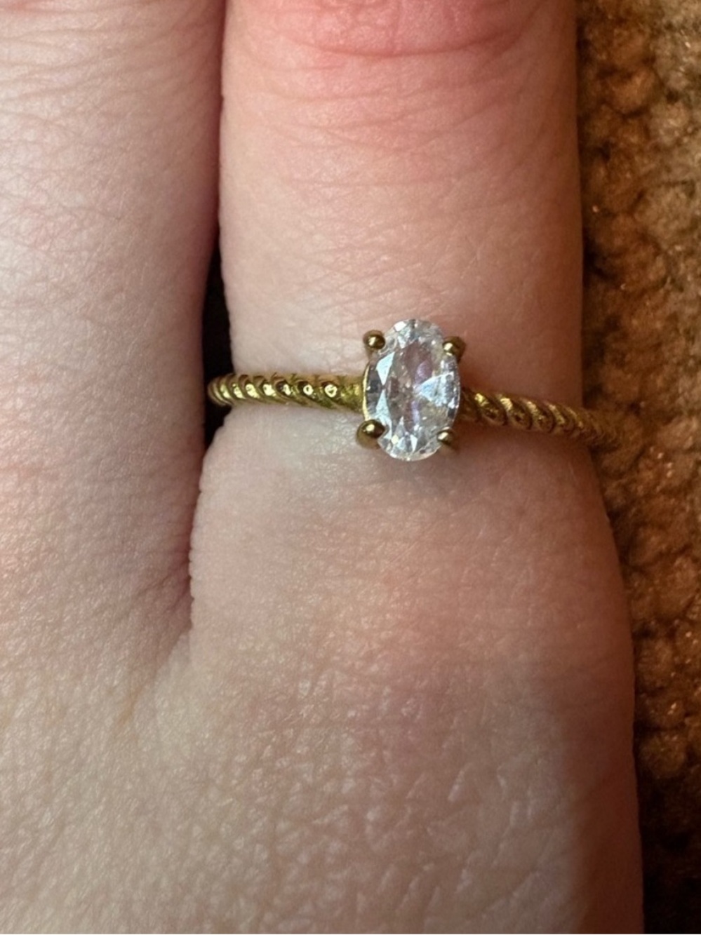 3 for $14 Evry jewels Gold Twist Band Ring with Clear Oval Stone size 8